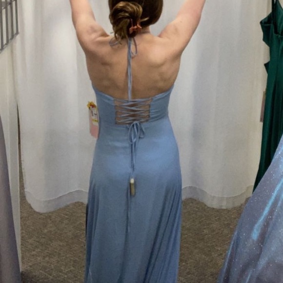 LIGHT BLUE PROM DRESS - Picture 3 of 9
